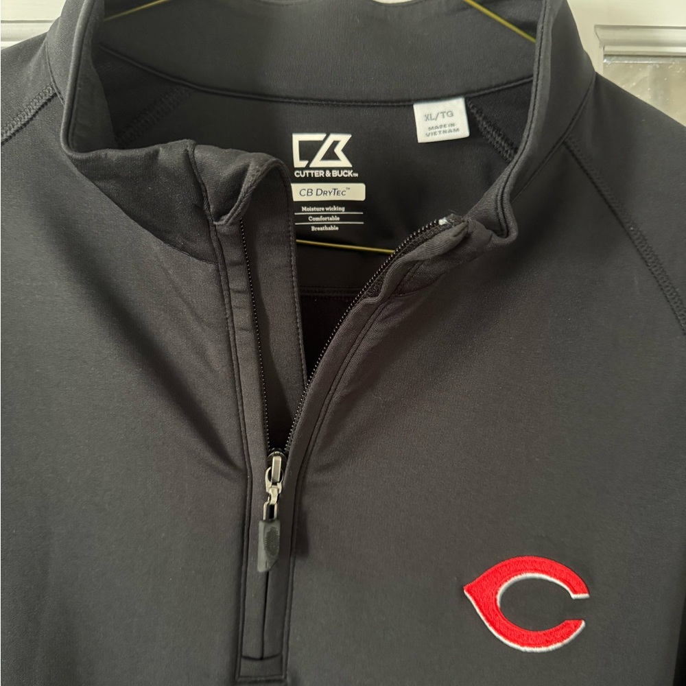 Cutter & Buck Black Pullover with Red Accent Cincinnati Reds